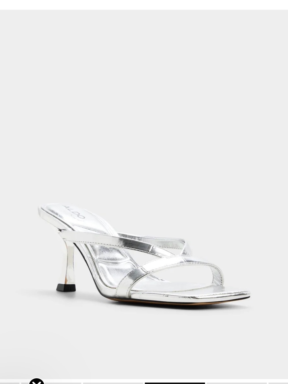 ALDO Silver Enalen Square-Toe Heeled Sandals Size 6.5 NIB
